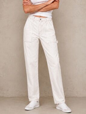 Abercrombie Curve Love 90s Straight Ultra High Rise White Jeans Size 27/4 Long